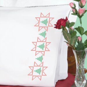 Cross-Stitch Christmas Tree Pillowcases