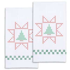 Cross-Stitch Christmas Tree Decorative Hand Towels