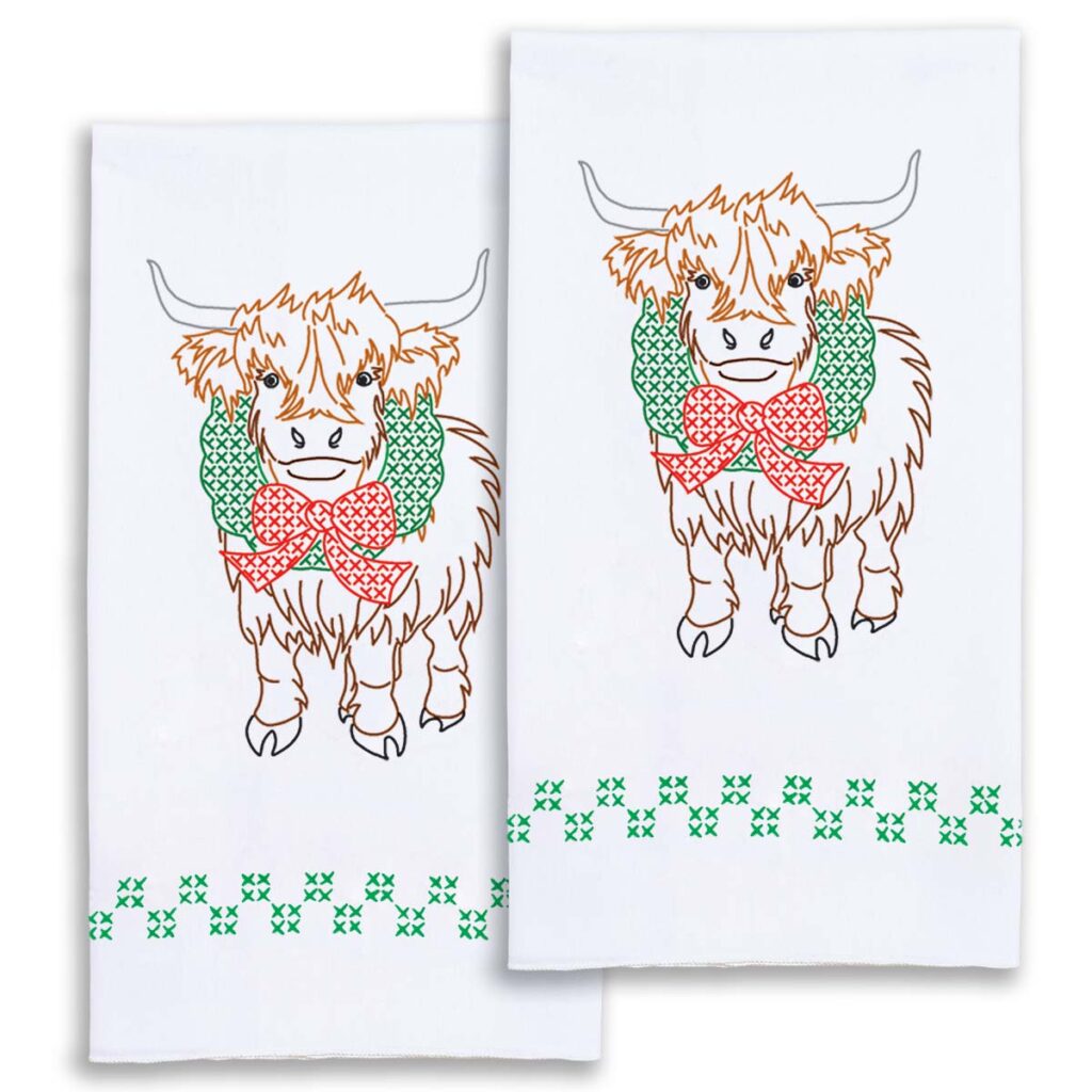 Christmas Highland Cows Hand Towels