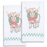 Highland Cow Christmas Hand Towels