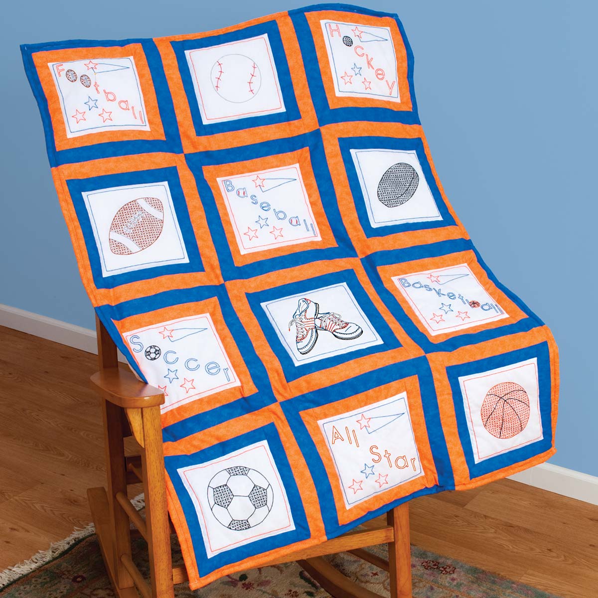 Sports 9" Theme Quilt Blocks Jack Dempsey Needle Art