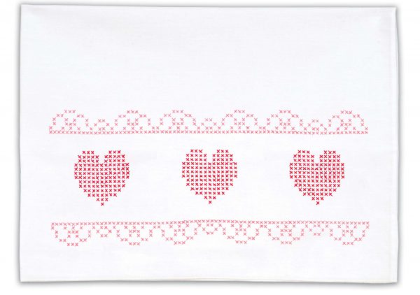 Cross-Stitch Hearts & Lace pillowcase