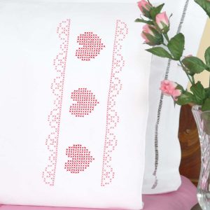 Cross-Stitch Hearts & Lace pillowcases