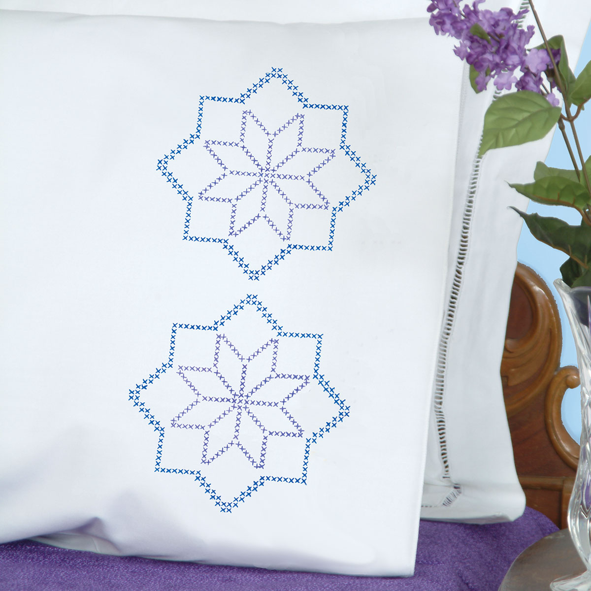 Cross Stitch Stars Pillowcases Jack Dempsey Needle Art