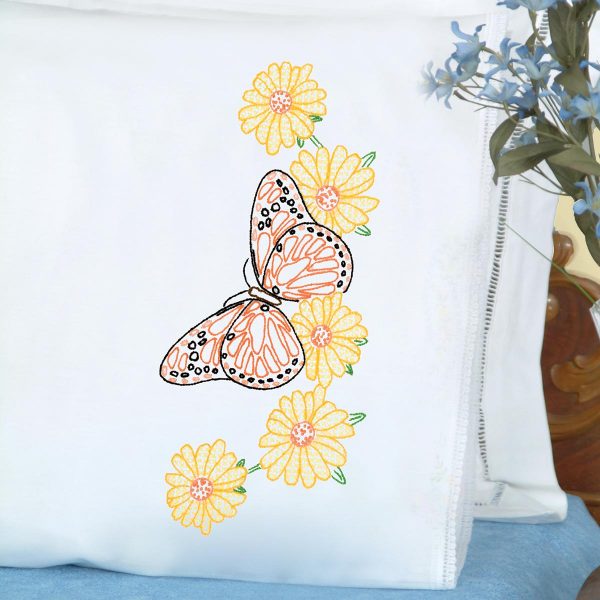 butterfly pillowcase with lace edge