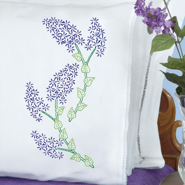 Lilacs pillowcases with laceedge