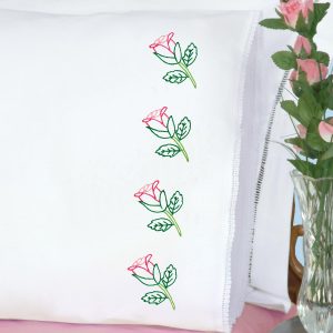 rose buds pillowcasees with lace edge