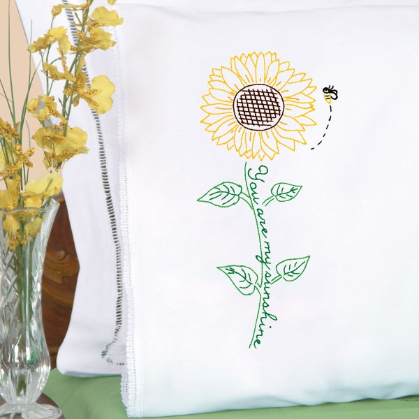 product id 1800704 Sunflower lace edge pillowcases
