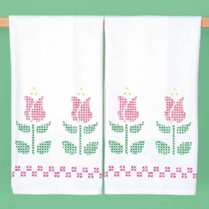 *** Cross-Stitch Tulips Flour Sack Towels