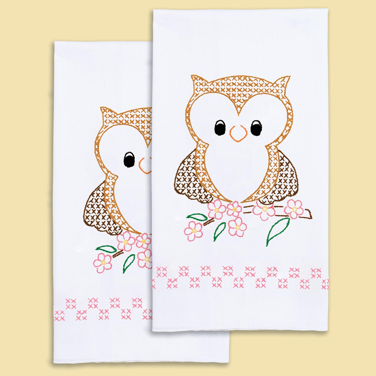 Owl on Branch Decorative Hand Towels - Jack Dempsey Needle Art