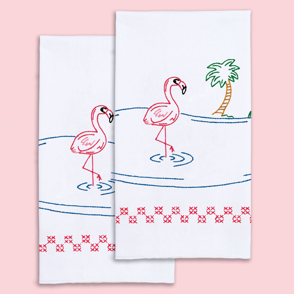 * Flamingo Decorative Hand Towels Jack Dempsey Needle Art
