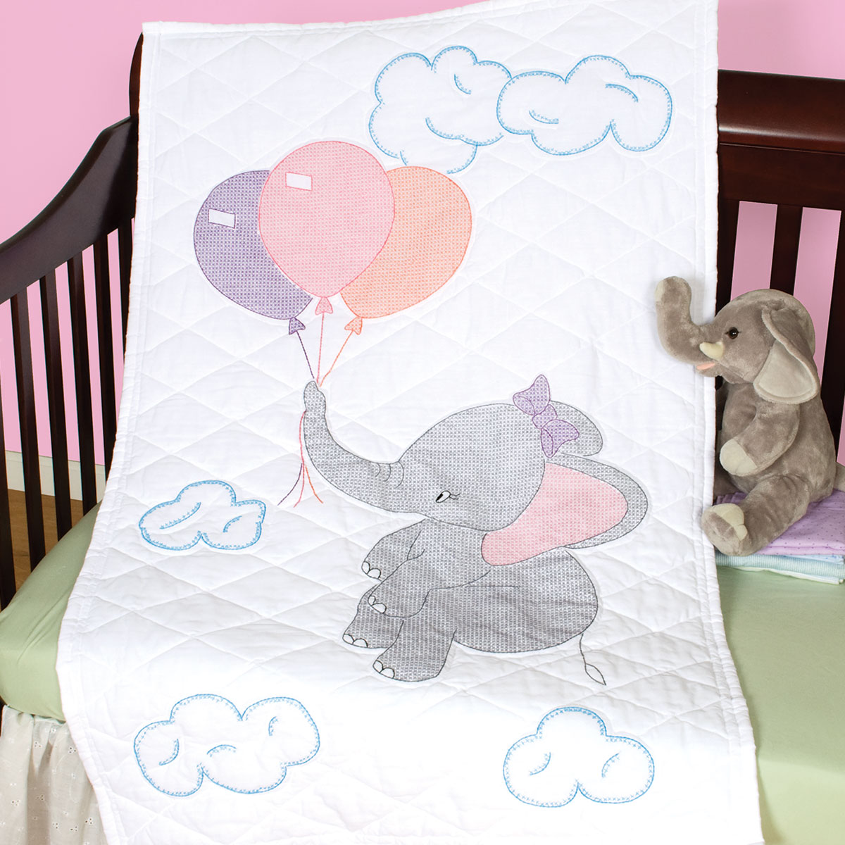 Elephant crib size Baby Quilt