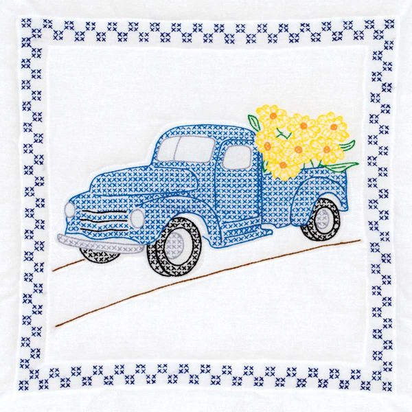 quilt block with old truck