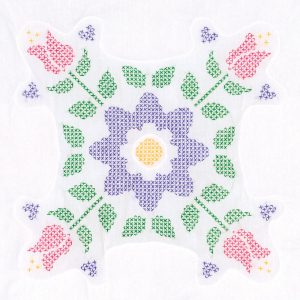 cross stitch tulips quilt block