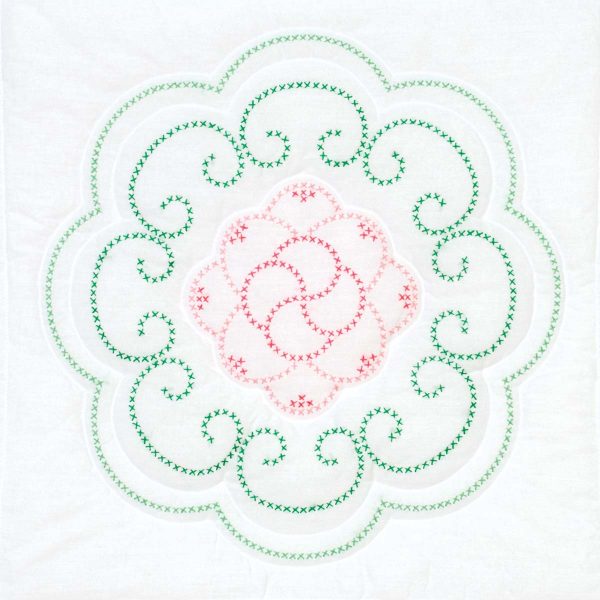 Vintage Cross-Stitch Flower quilt block