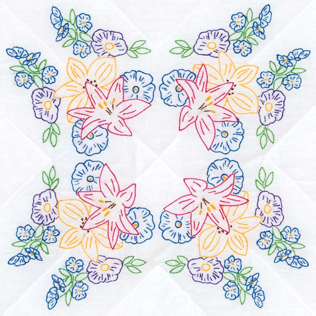 Blocs De Couette Jack Dempsey 18" X 18" Motif Marguerite Paresseuse N°18 - Tamponnés, Prêts à Coudre !