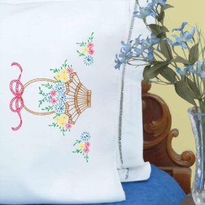 Basket of Daisies embroidery pillowcases