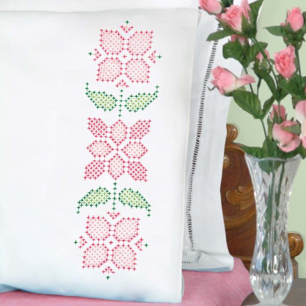Cross Stitch Pretty in Pink Pillowcases
