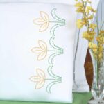 Cross-Stitch Tulips Pillowcases