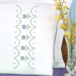 Cross-Stitch Tulips Pillowcases