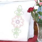 Cross-Stitch Floral Design Perle Edge Pillowcases