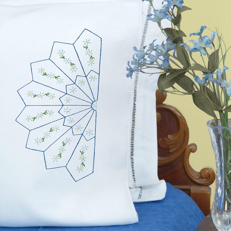 * Bluebird Lace Edge Pillowcases Jack Dempsey Needle Art