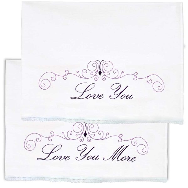 Love You / Love You More Lace Edge Pillowcases sku 1800633