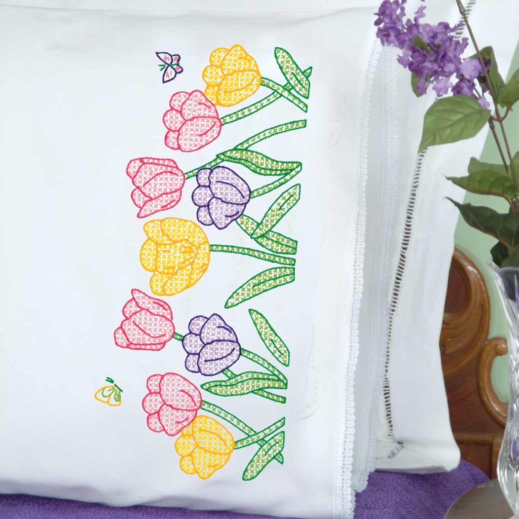 Beautiful Blooms Lace Edge Pillowcases Jack Dempsey Needle Art