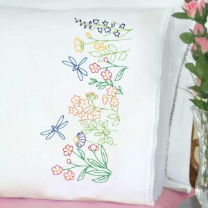 Dragonflies Pillowcase with lace edge