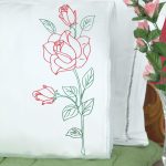 Long Stem Rose Lace Edge Pillowcases