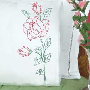 product id 1800134 Long Stem Rose Lace Edge Pillowcases