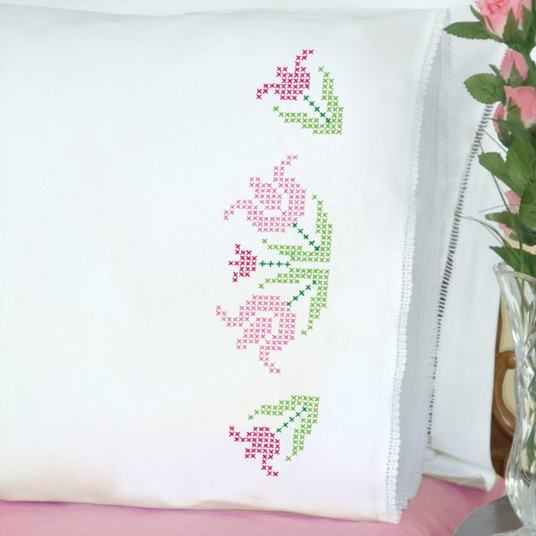 product id 1800296 ceoss stitch lace tulips pillowcases
