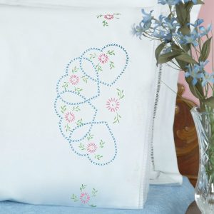 product id 180033 Starburst of Hearts Lace Edge Pillowcases