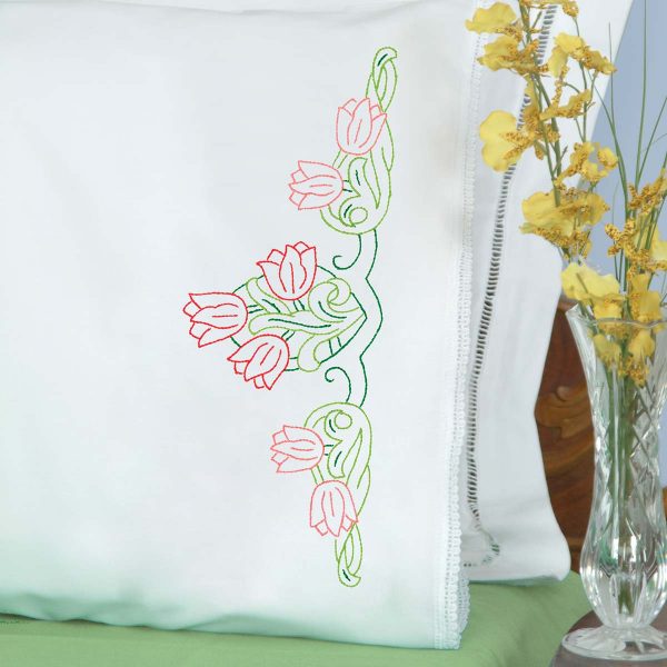 Tulips Lace Edge Pillowcases