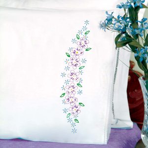 Lavender Flowers Lace Edge Pillowcases
