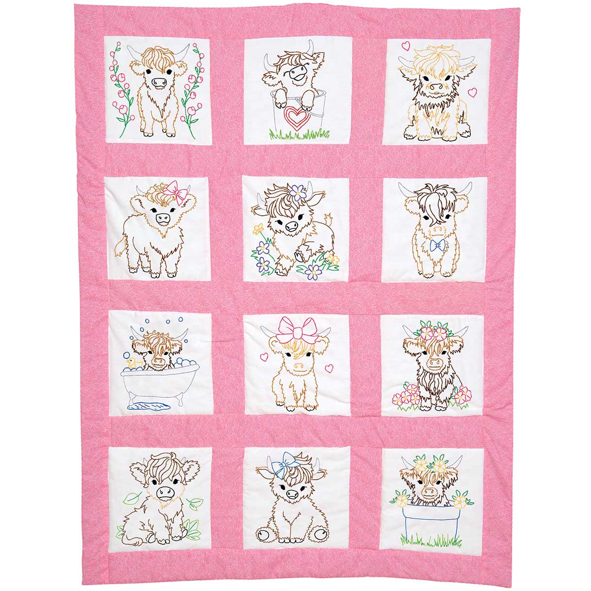 Baby Highland Cows Nursery Quilt Blocks