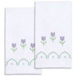 Cross-Stitch Tulips Decorative Hand Towels