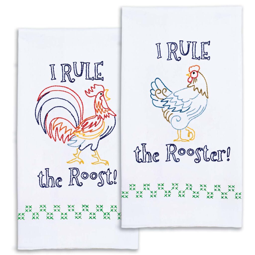 Rule the Rooster Decorative Hand Towels - Jack Dempsey Needle Art