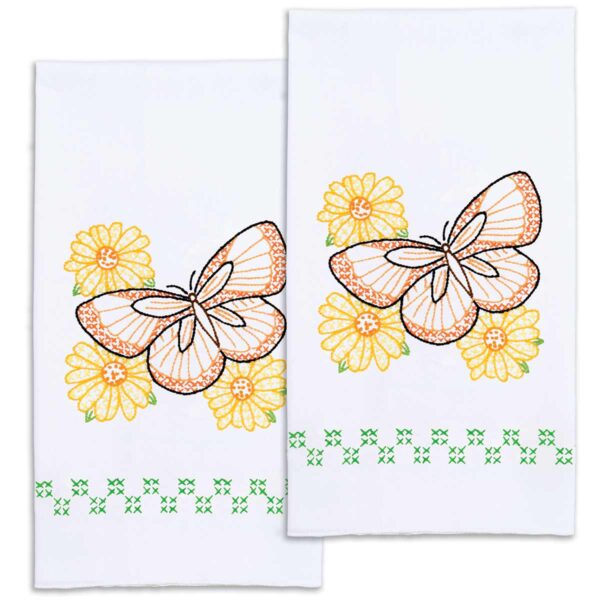 Monarch Orange butterfly hand towels