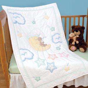 Bear on the Moon Crib Quilt Top