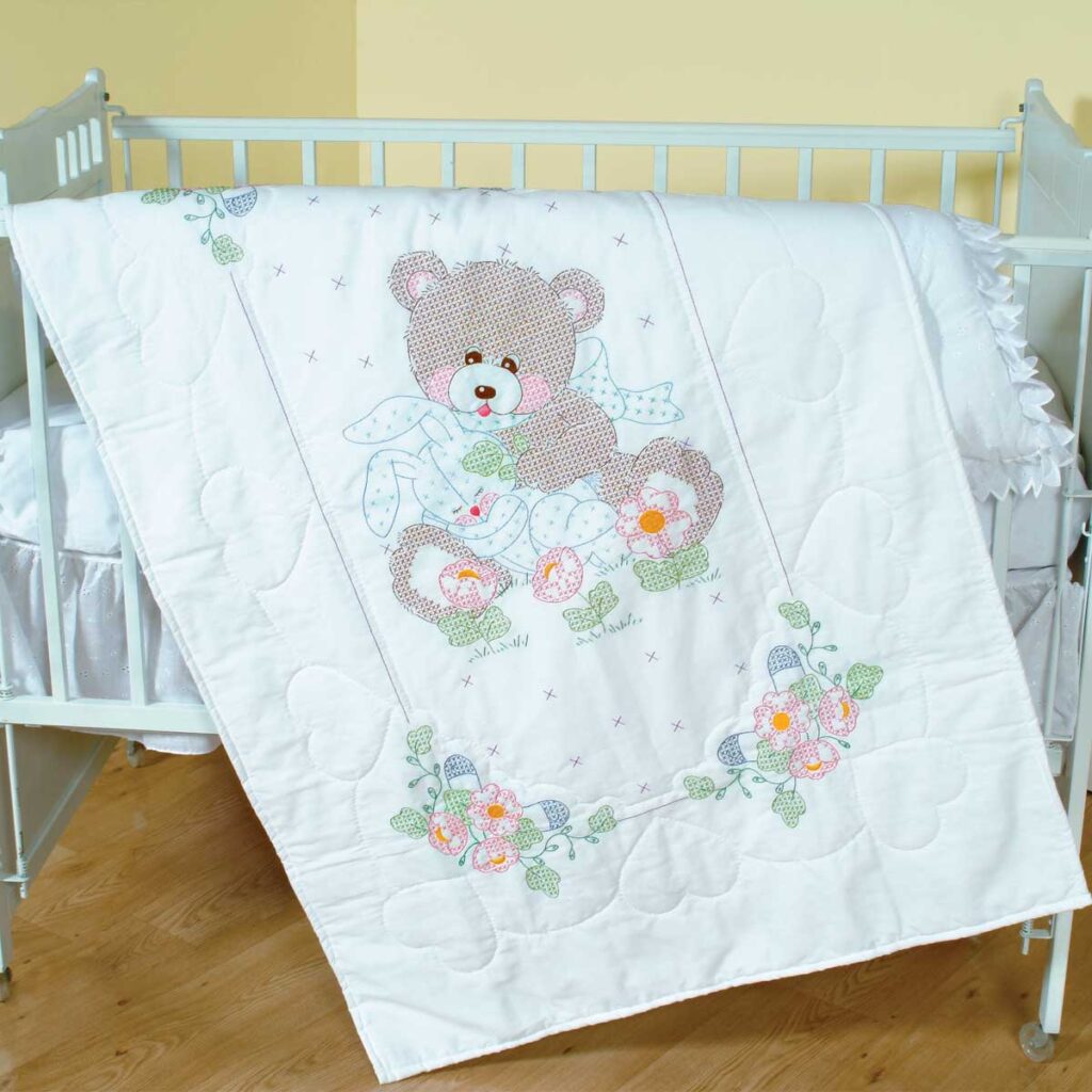 Jack Dempsey 732 386 Lot de 6 blocs de couette estampillés Blanc 18 x 18 cm
