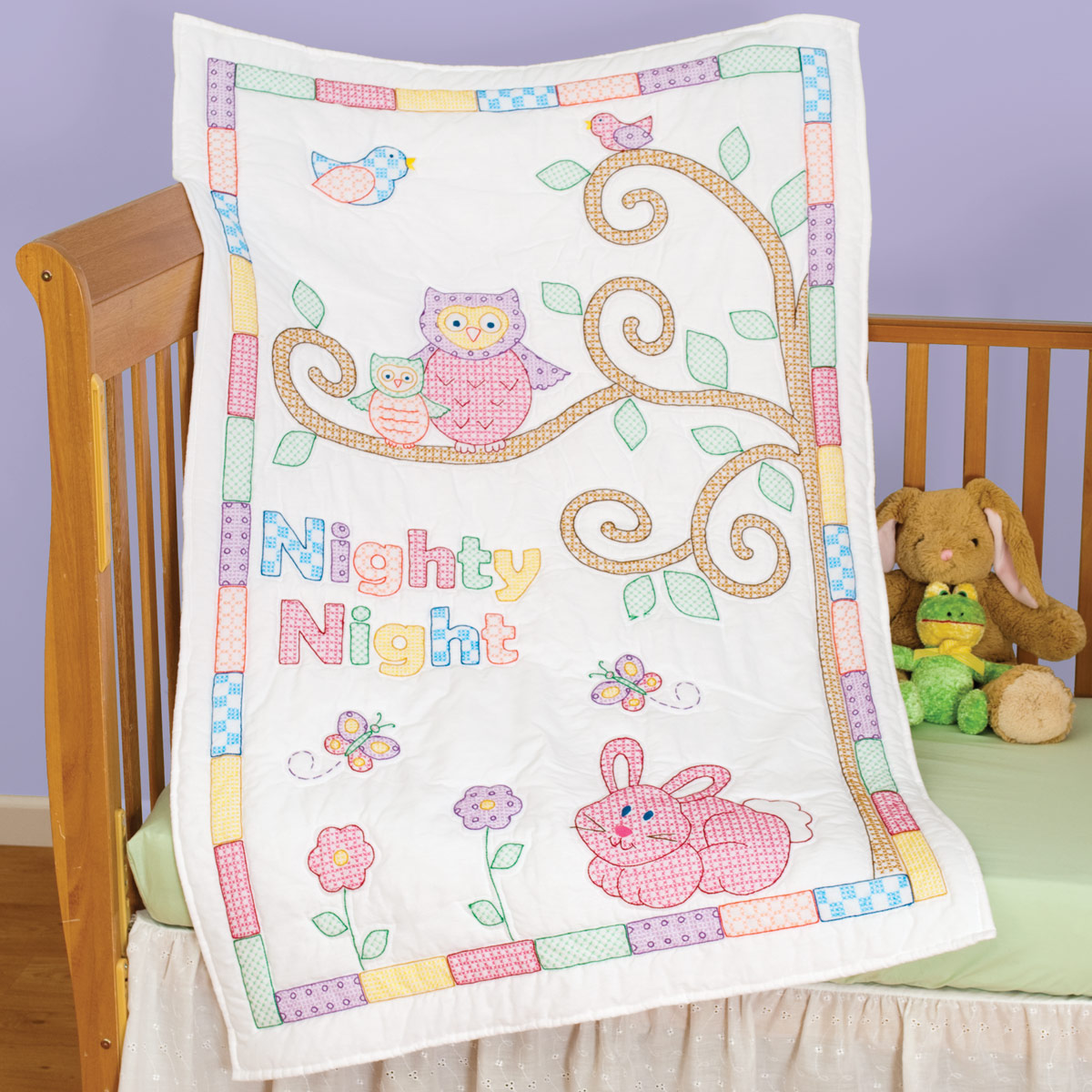 Extra-Large Crib-Size Jungle Friends Baby Quilt — O Begins Owl