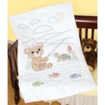 Fishing Bear Crib Quilt Top
