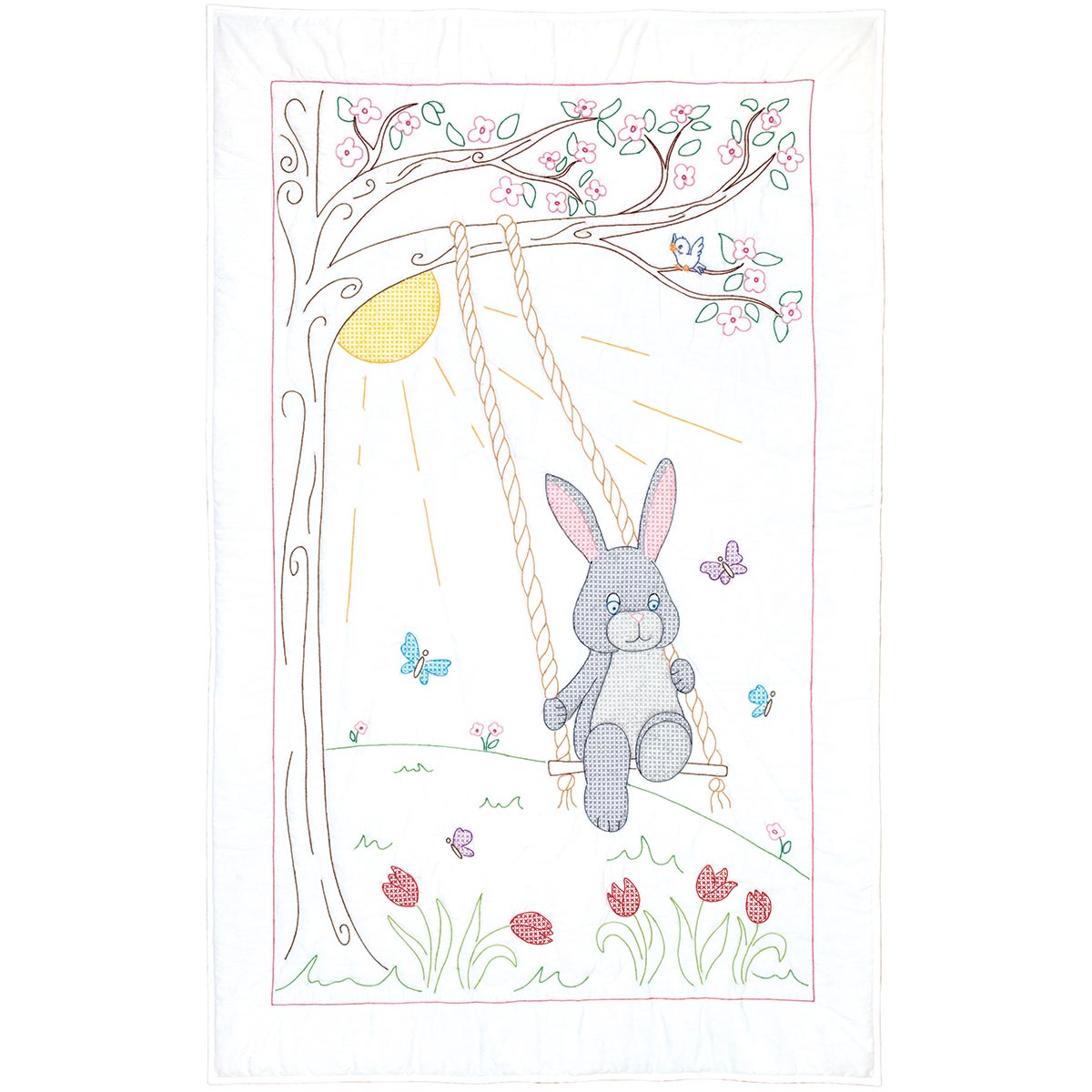 Jack Dempsey Needle Art Kit Trapunta Per Neonati Con Animali, 12 Quadrati 22,9 Cm, Cotone Bianco