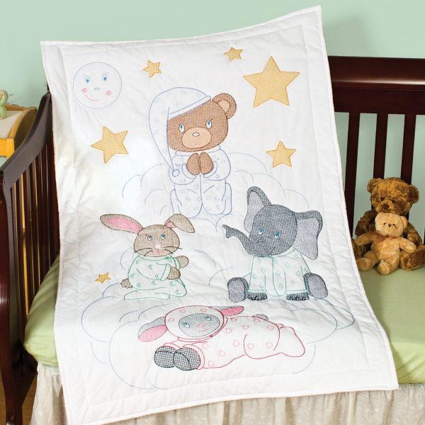 praying bear and friends crib quilt top