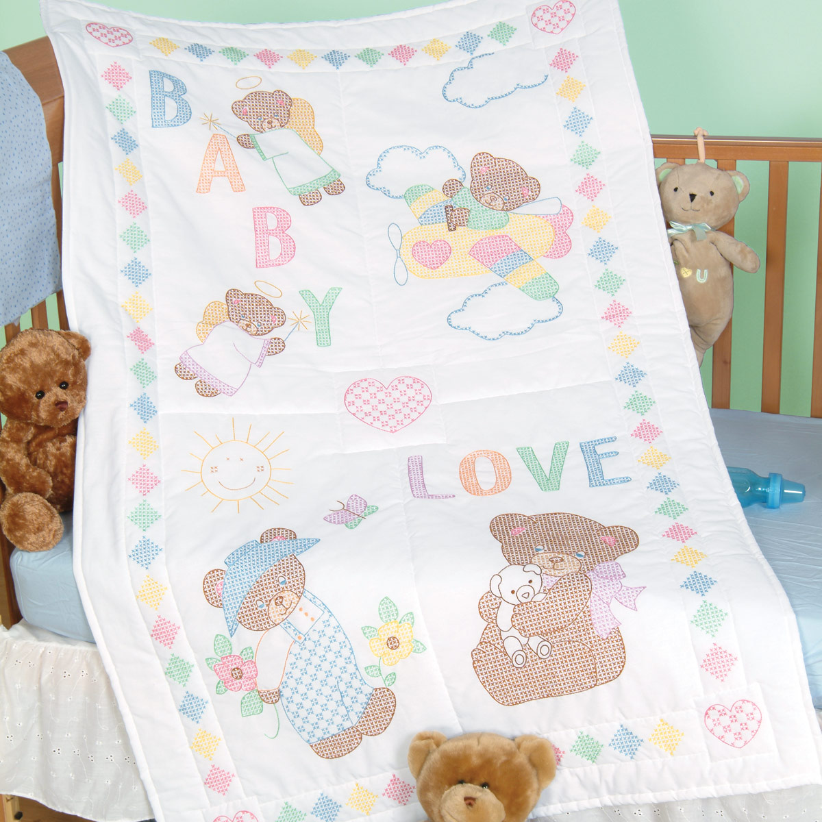 Baby Love Bears Crib Quilt Top | Jack 