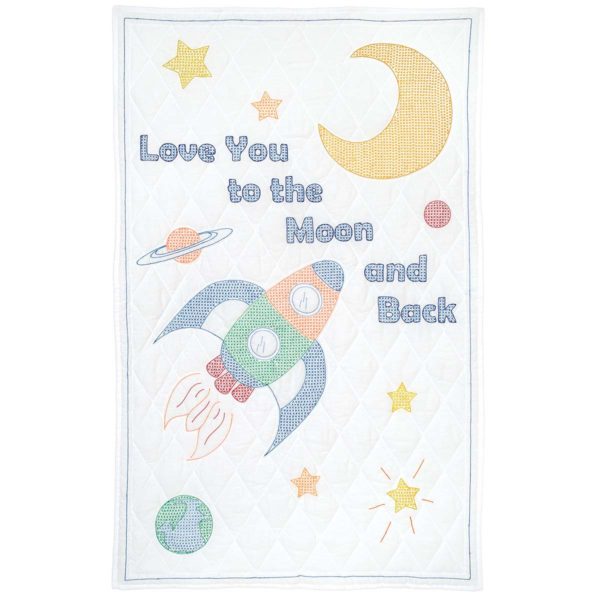 Love You to the Moon Crib Quilt Top