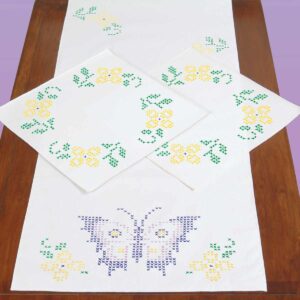 Cross-Stitch Butterfly scarf and Doily set