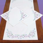 Lavender Flowers Scarf & Doily set