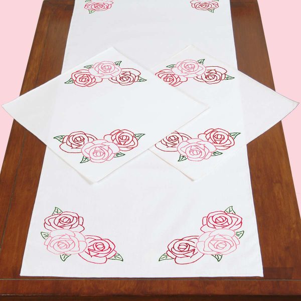 rose garden scarf and doily set